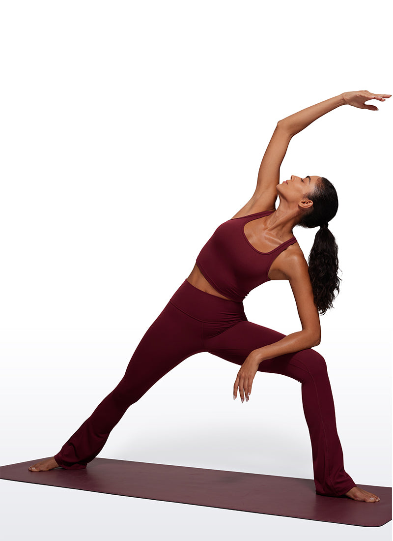 CRZ YOGA Women's Yoga Low support Butterluxe Scoop Neck Bra Y-Back Red Merlot