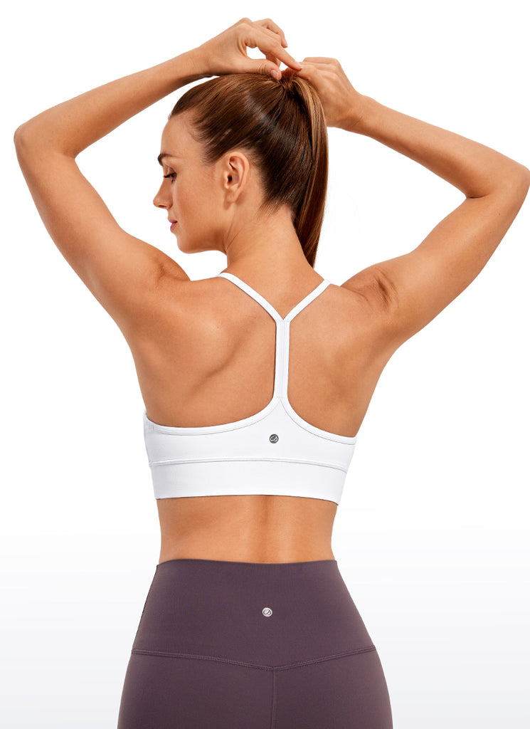 CRZ YOGA Women's Yoga Light Support Butterluxe Longline Bra Y-Back White