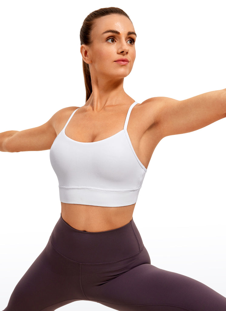 CRZ YOGA Women's Yoga Light Support Butterluxe Longline Bra Y-Back White