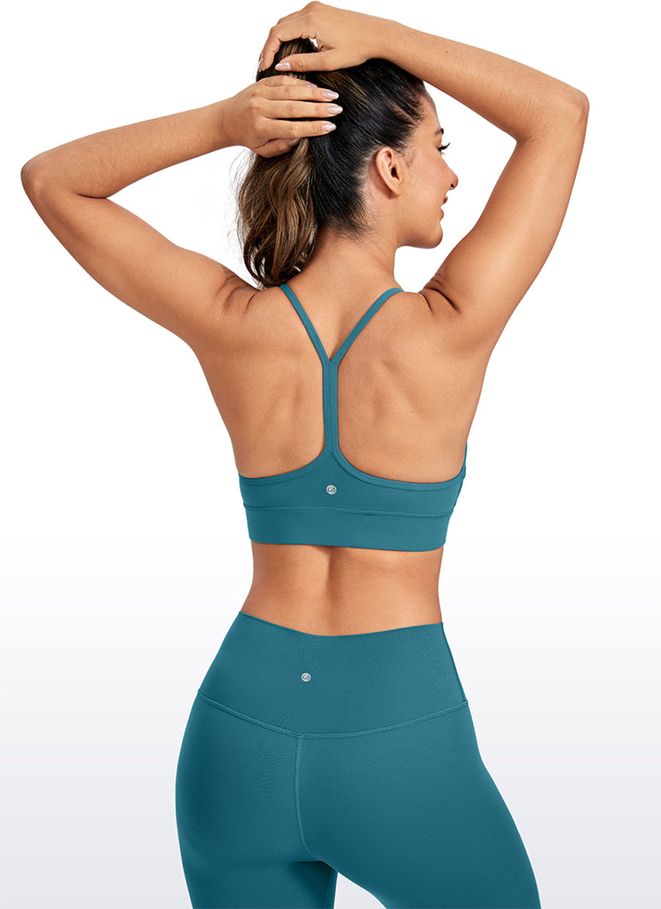 CRZ YOGA Women's Yoga Light Support Butterluxe Longline Bra Y-Back True Navy