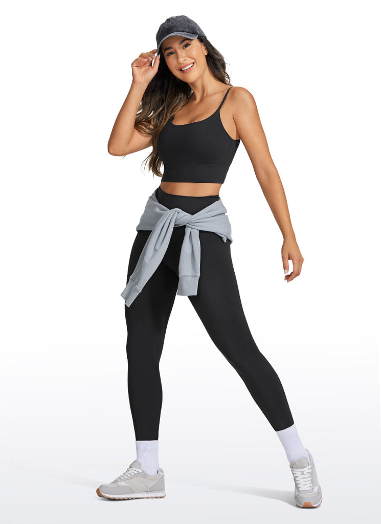 CRZ YOGA Women's Yoga Light Support Longline Bra Adjustable Straps Black