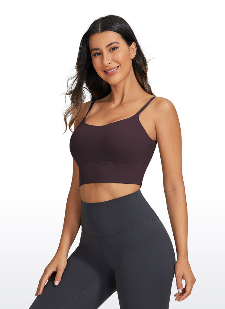 CRZ YOGA Women's Yoga Light Support Longline Bra Adjustable Straps Arctic Plum