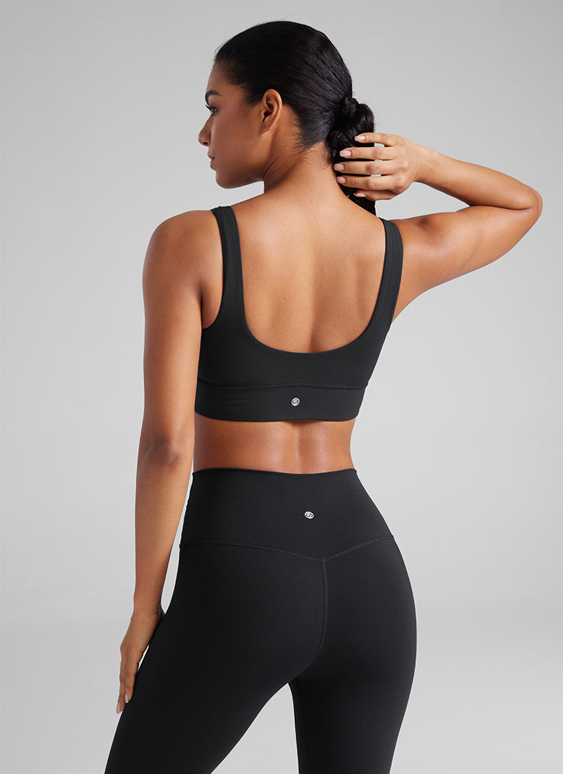 CRZ YOGA Women's Yoga Low Support Butterluxe Sport Bra U Back Longline Black