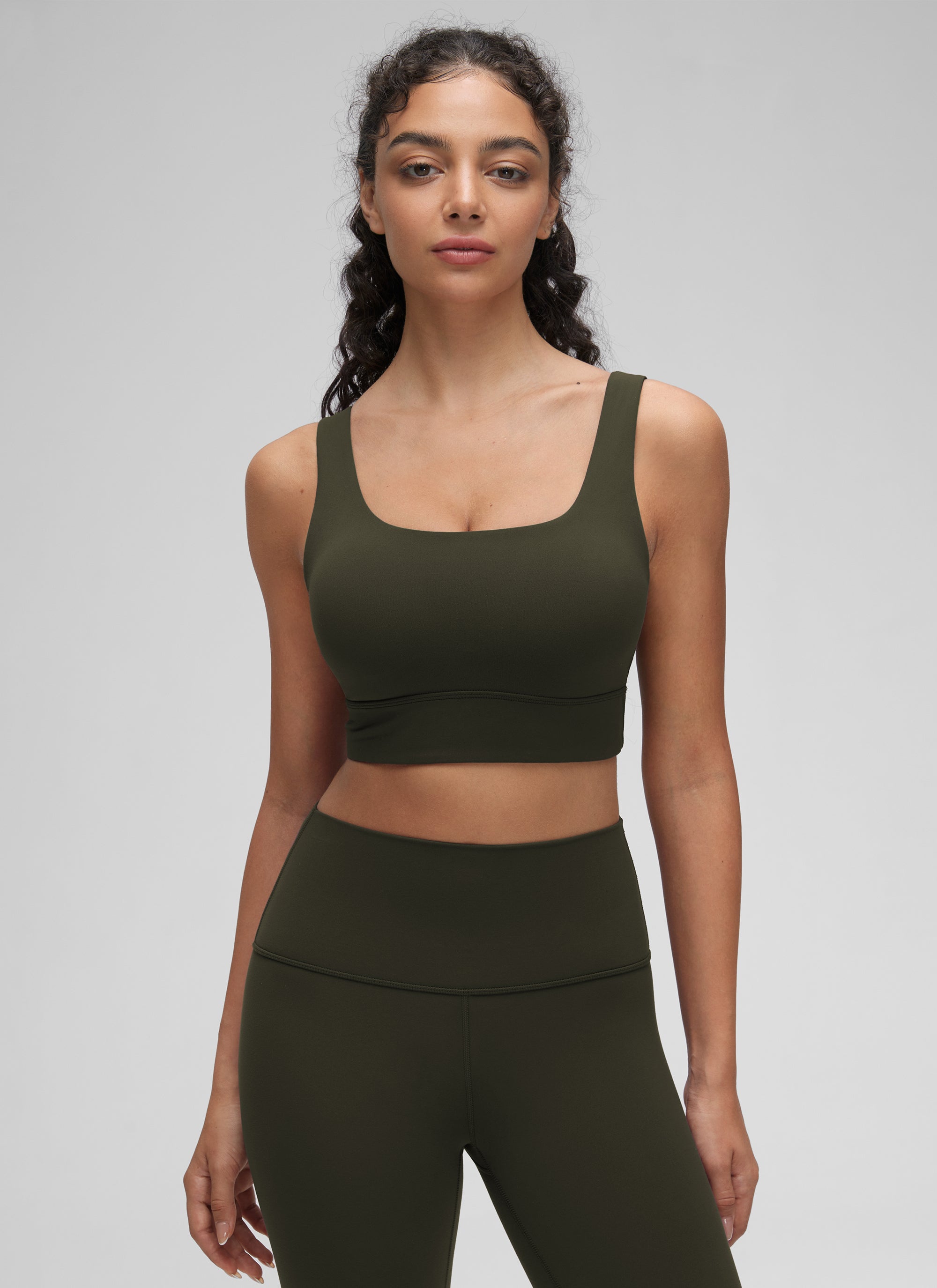 CRZ YOGA Women's Yoga Low Support Butterluxe Sport Bra U Back Longline Olive Green