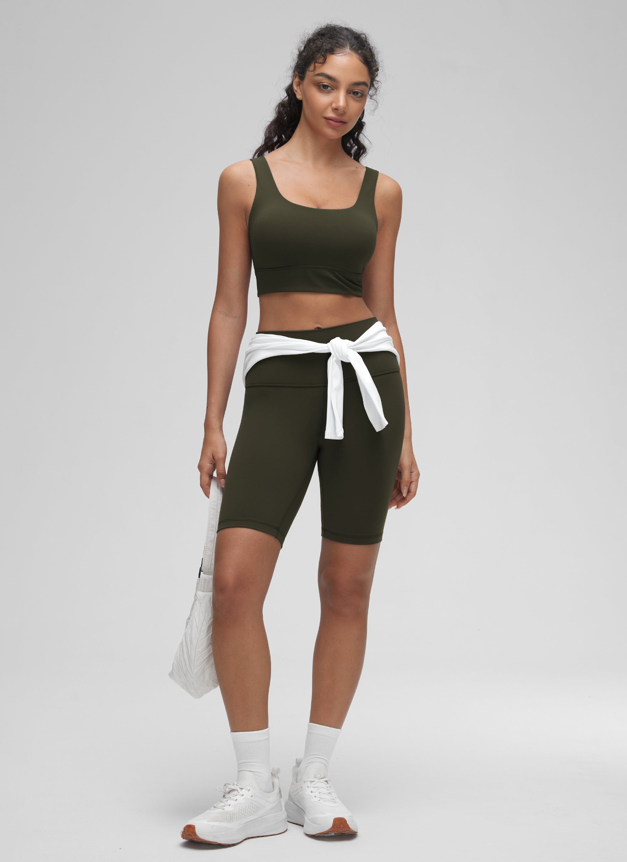 CRZ YOGA Women's Yoga Low Support Butterluxe Sport Bra U Back Longline Olive Green