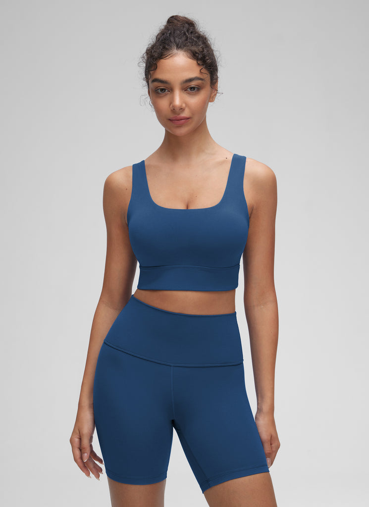 CRZ YOGA Women's Yoga Low Support Butterluxe Sport Bra U Back Longline White Apricot