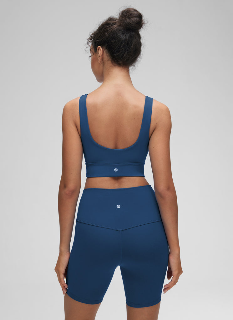 CRZ YOGA Women's Yoga Low Support Butterluxe Sport Bra U Back Longline French Navy