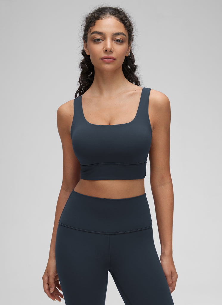 CRZ YOGA Women's Yoga Low Support Butterluxe Sport Bra U Back Longline True Navy