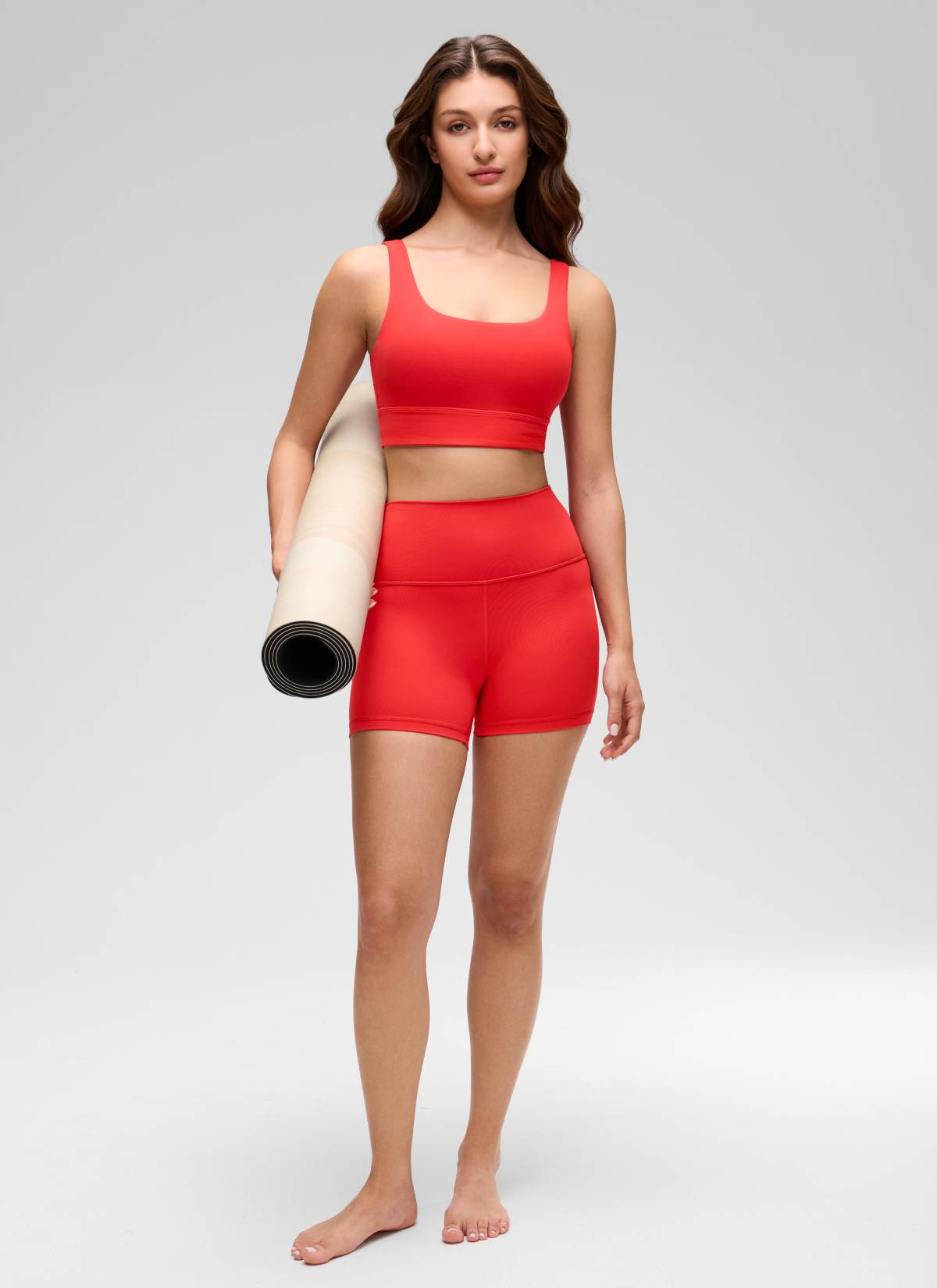 CRZ YOGA Women's Yoga Low Support Butterluxe Sport Bra U Back Longline Deep Red