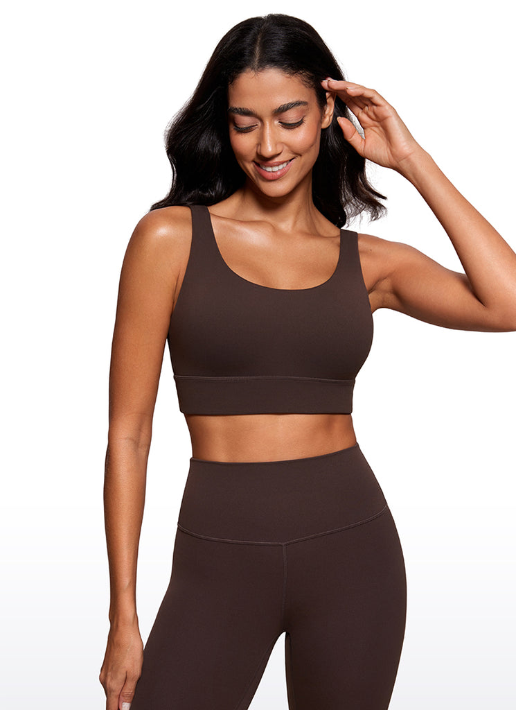 CRZ YOGA Women's Yoga Low Support Butterluxe Sport Bra U Back Longline Hot Fudge Brown