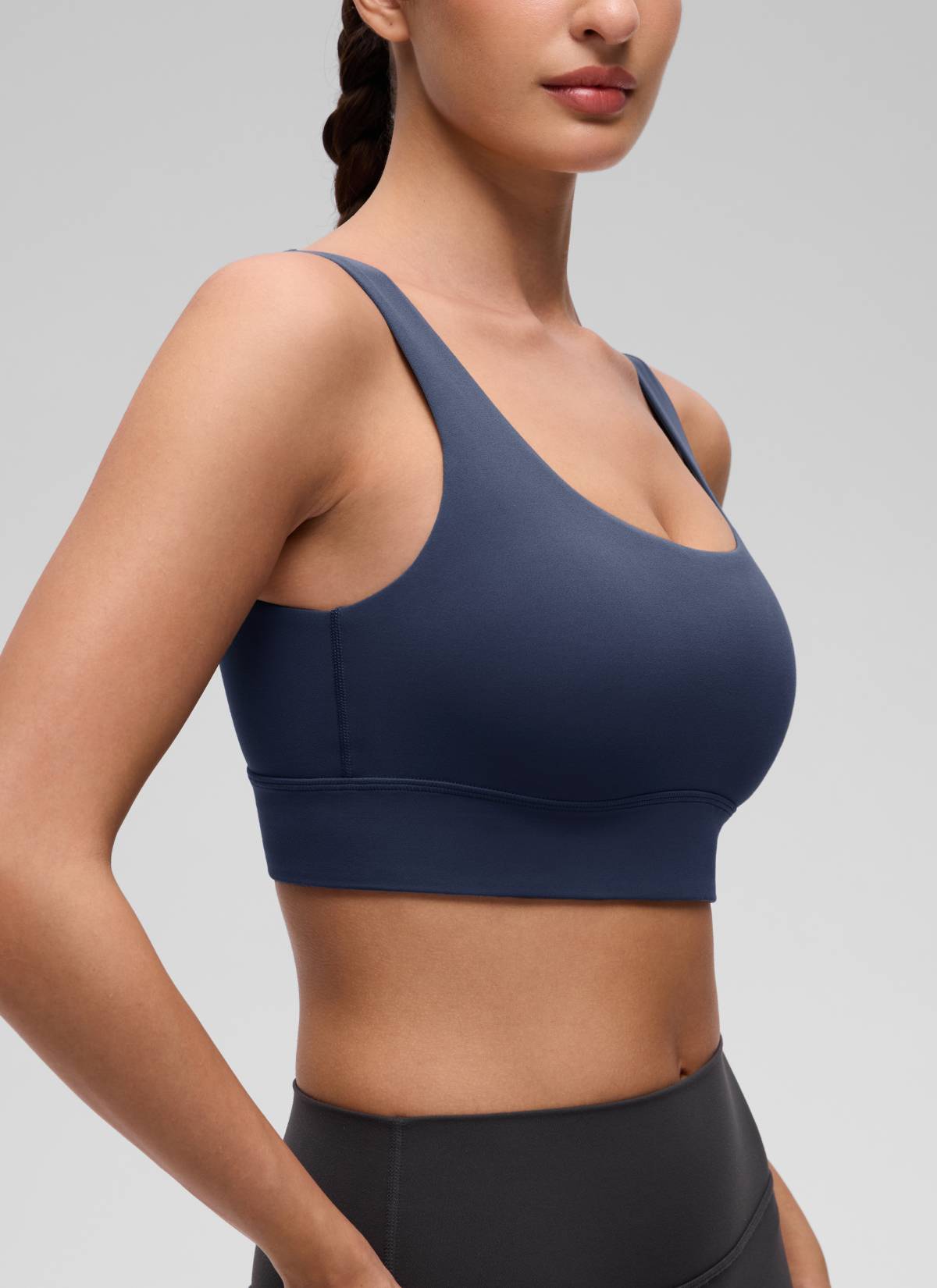 CRZ YOGA Women's Yoga Low Support Butterluxe Sport Bra U Back Longline Club Blue