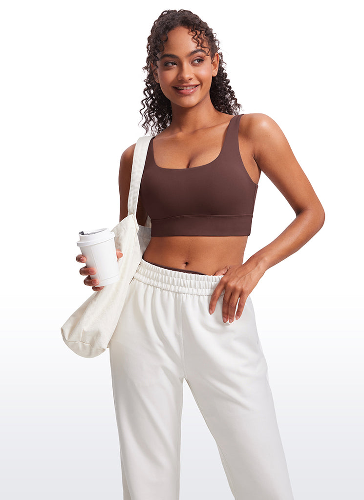 CRZ YOGA Women's Yoga Low Support Butterluxe Sport Bra U Back Longline Taupe