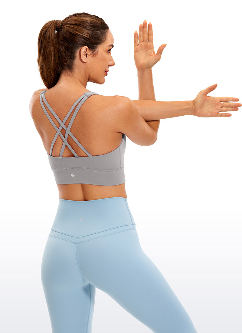 CRZ YOGA Women's Training Medium Support Butterluxe Bra Strappy back Black