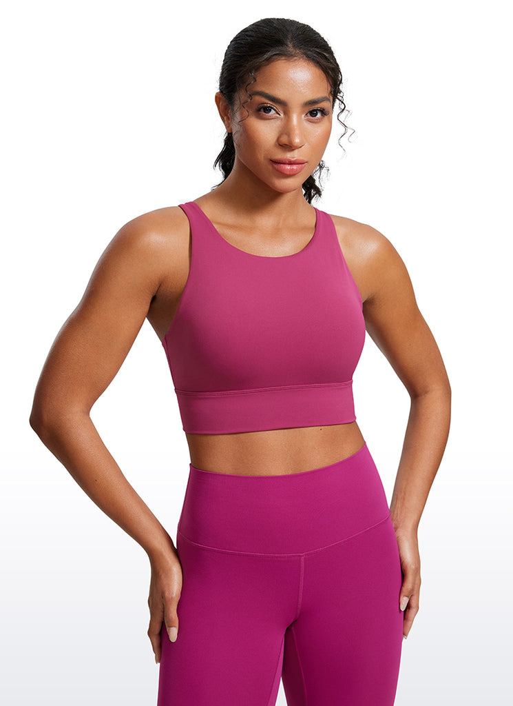 CRZ YOGA Women's Training Medium Support Butterluxe Bra Strappy back Washed Mauve