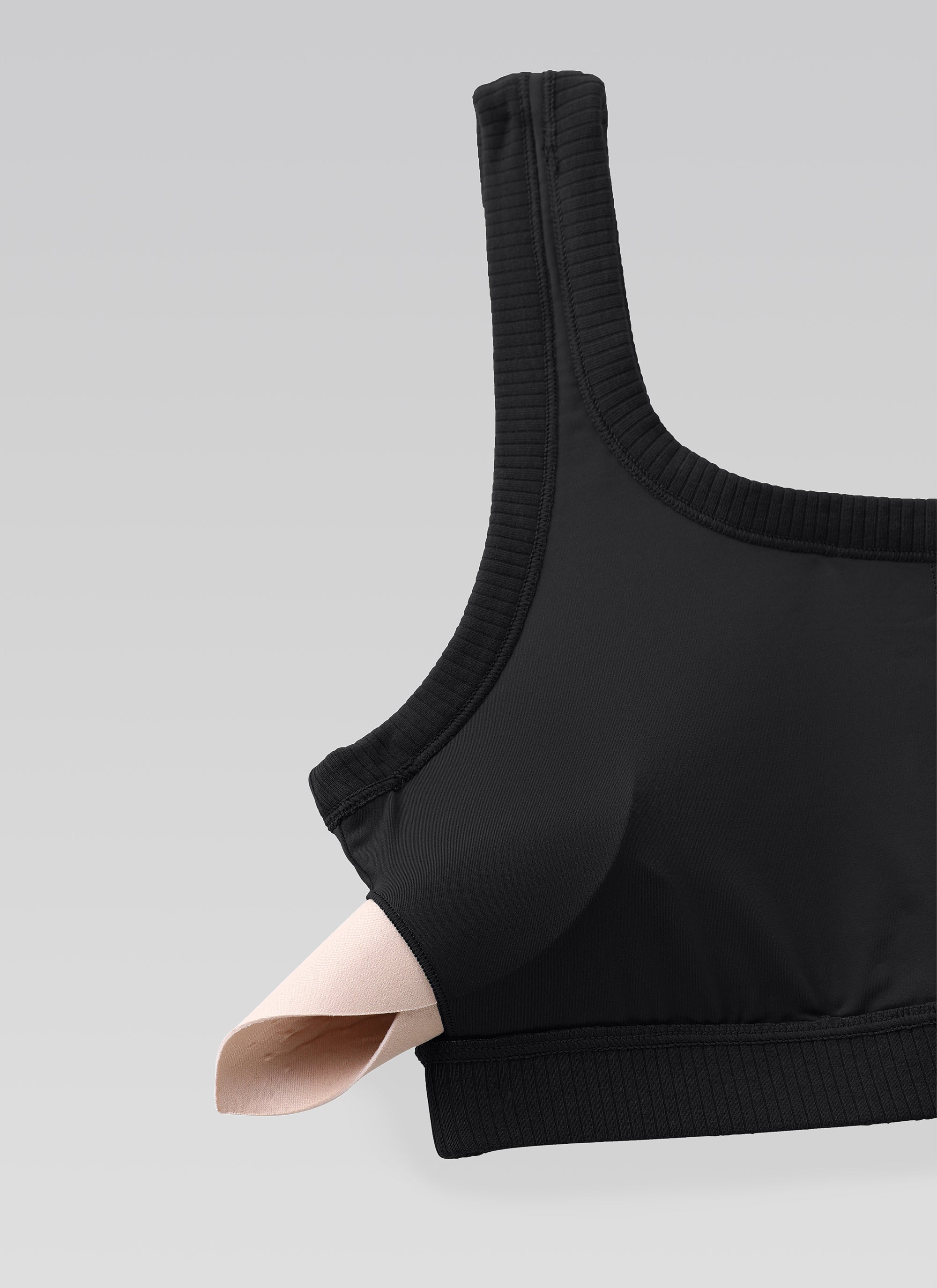CRZ YOGA Women U Back Wireless Medium Impact Ribbed Sports Bras Black