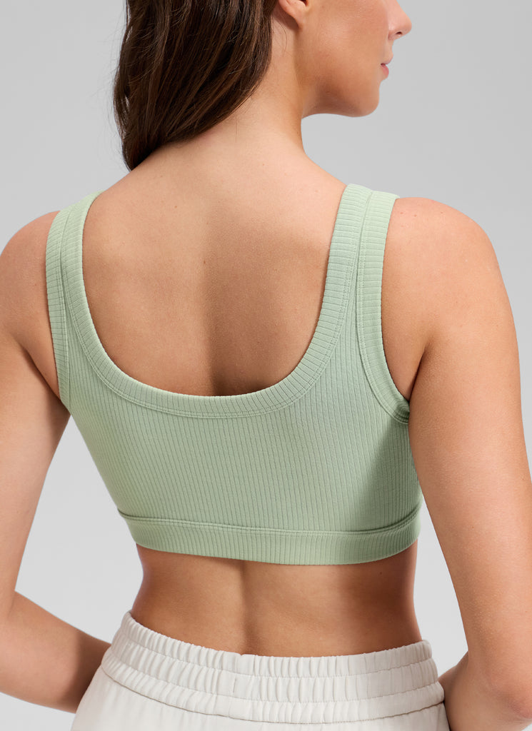 CRZ YOGA Women U Back Wireless Medium Impact Ribbed Sports Bras Sterling