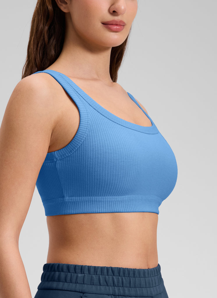 CRZ YOGA Women U Back Wireless Medium Impact Ribbed Sports Bras Sterling