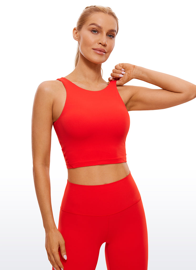 CRZ YOGA Women's Yoga Low Support Butterluxe High Neck Bra U Back Deep Red