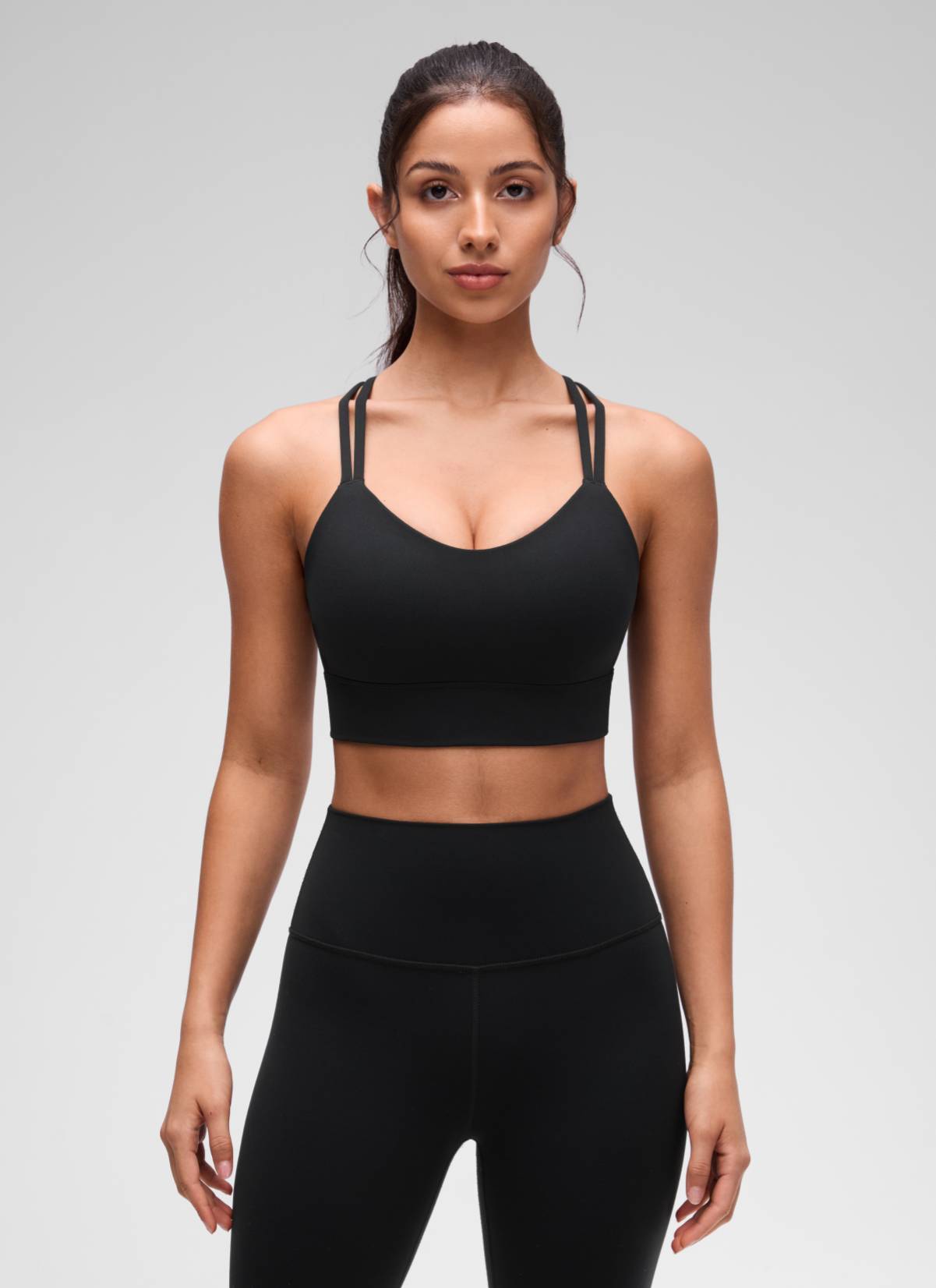 CRZ YOGA Womens Butterluxe Strappy Longline Criss Cross Molded Cup