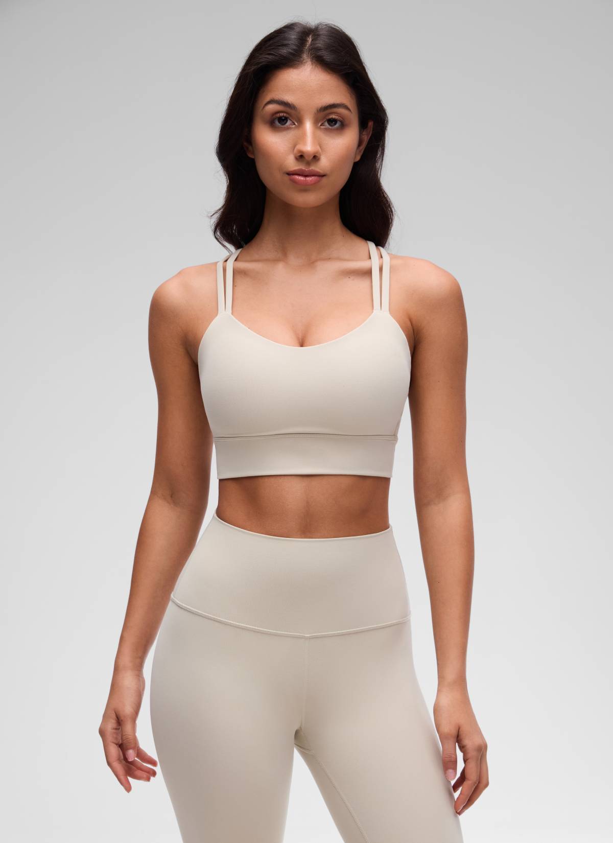 CRZ YOGA Womens Butterluxe Strappy Longline Criss Cross Molded Cup