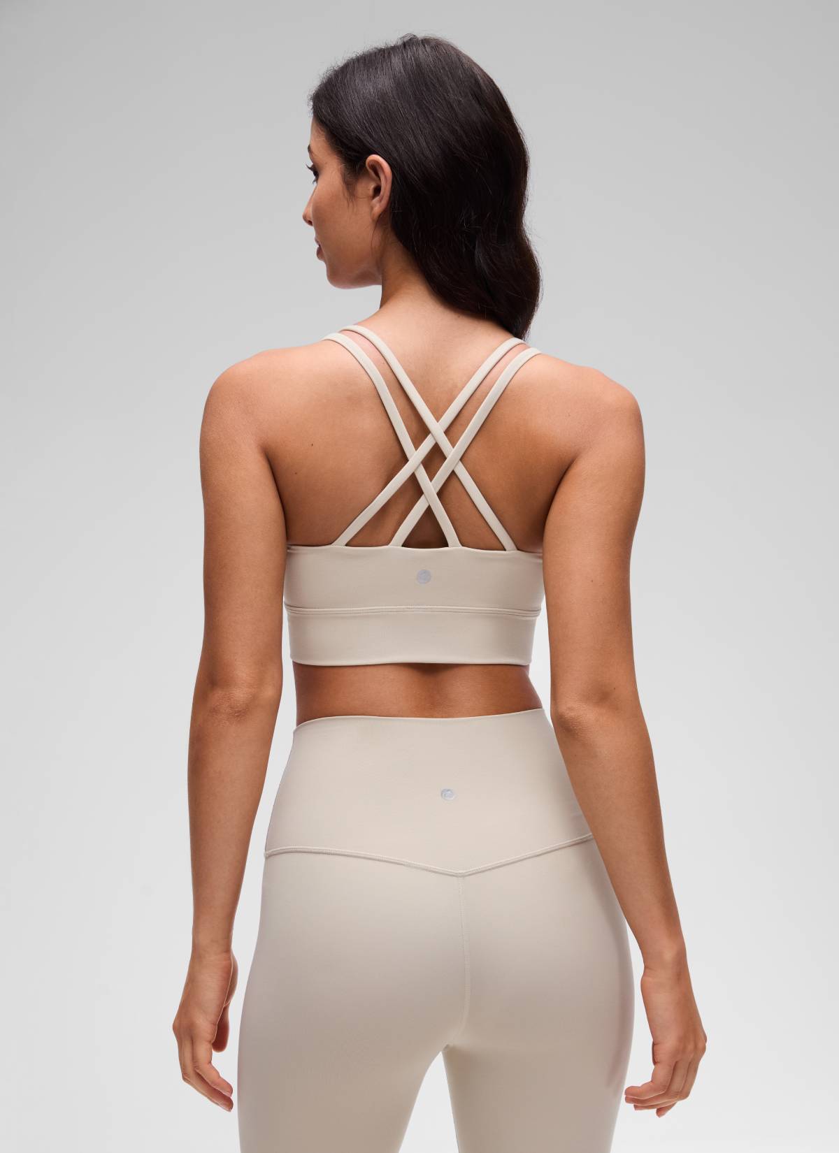 CRZ YOGA Womens Butterluxe Strappy Longline Criss Cross Molded Cup