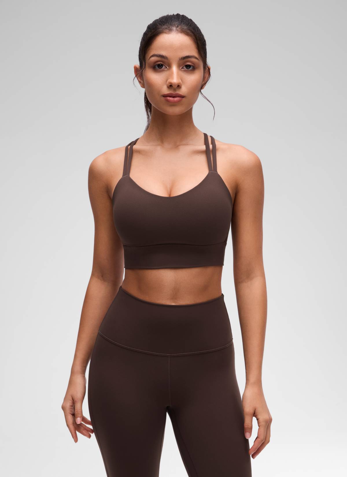 CRZ YOGA Womens Butterluxe Strappy Longline Criss Cross Molded Cup