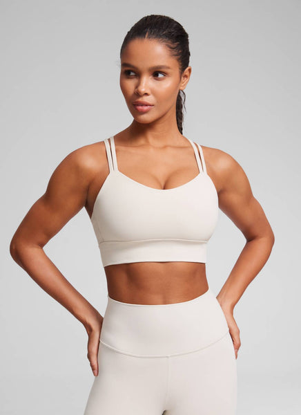 CRZ YOGA Womens Butterluxe Strappy Longline Criss Cross Molded Cup