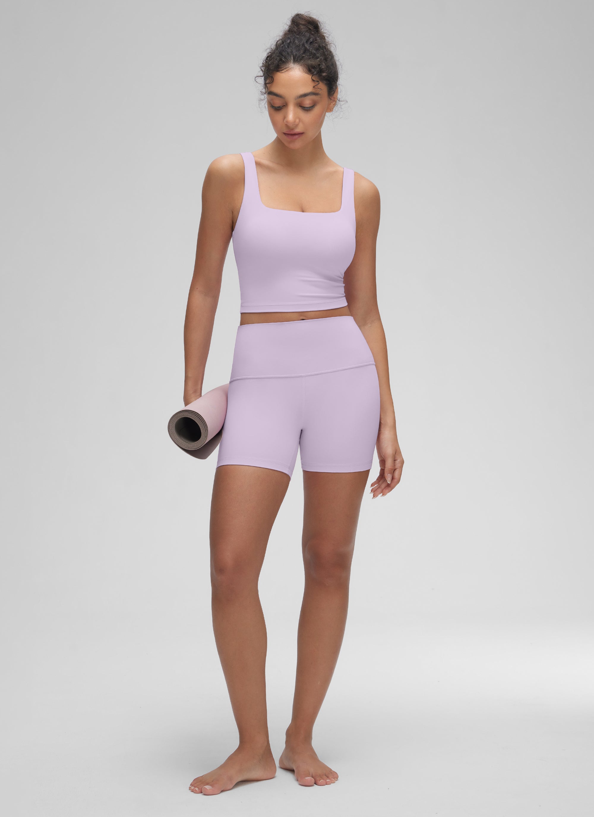 CRZ YOGA Women's Yoga Low Impact Butterluxe Longline Bra Square Neck Green Palm Court