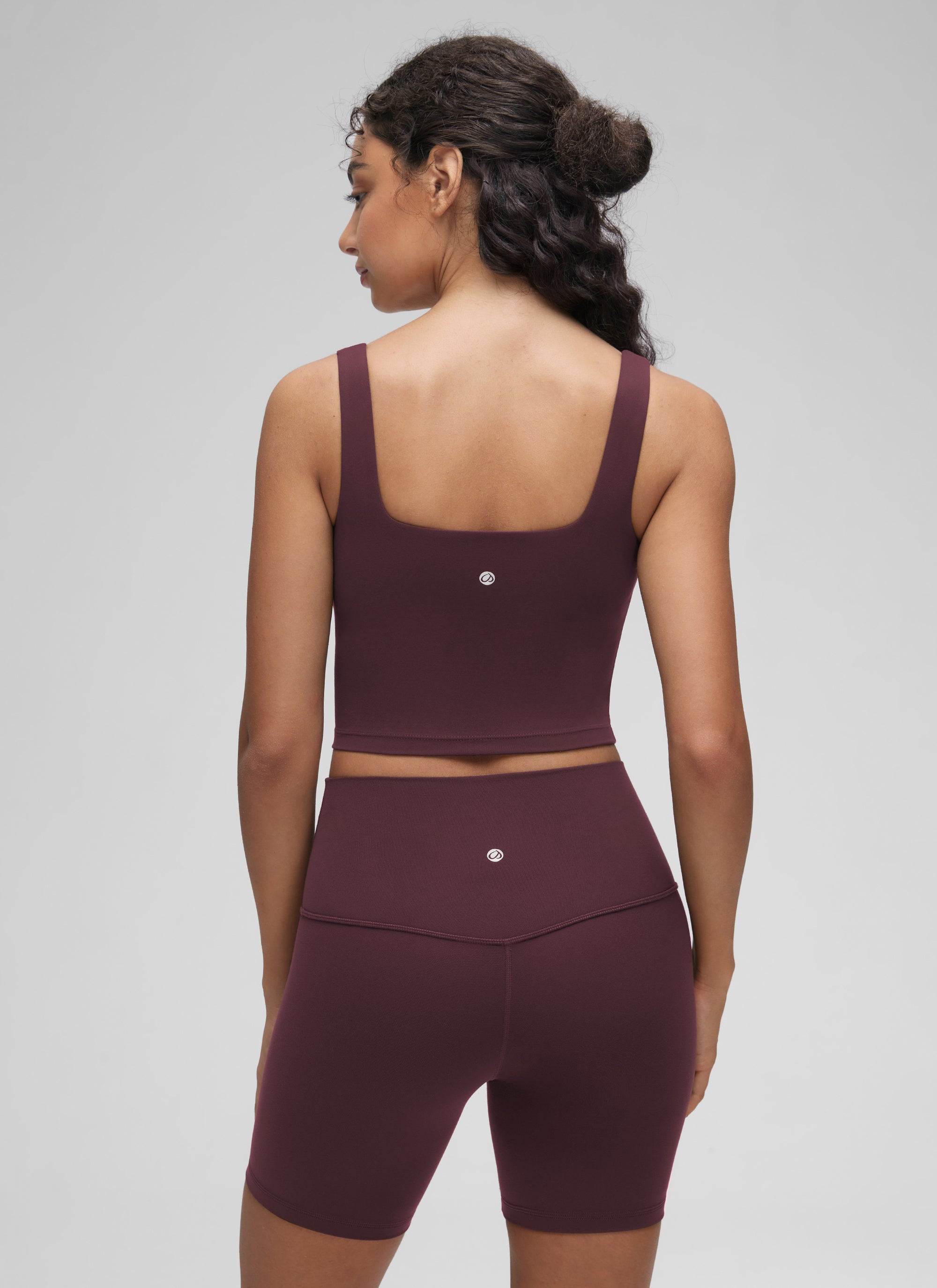 CRZ YOGA Women's Yoga Low Impact Butterluxe Longline Bra Square Neck Ripe Plum