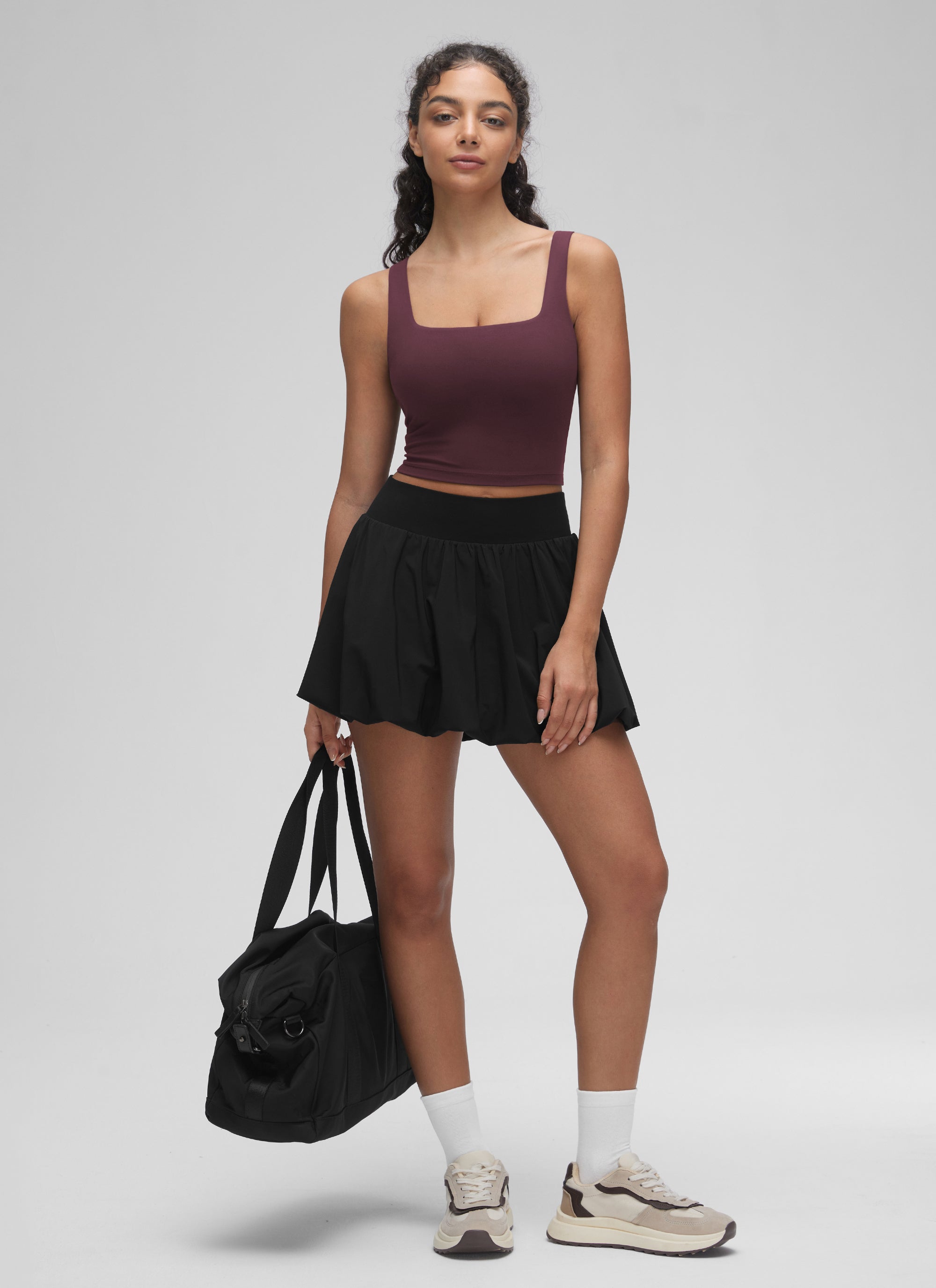 CRZ YOGA Women's Yoga Low Impact Butterluxe Longline Bra Square Neck Ripe Plum