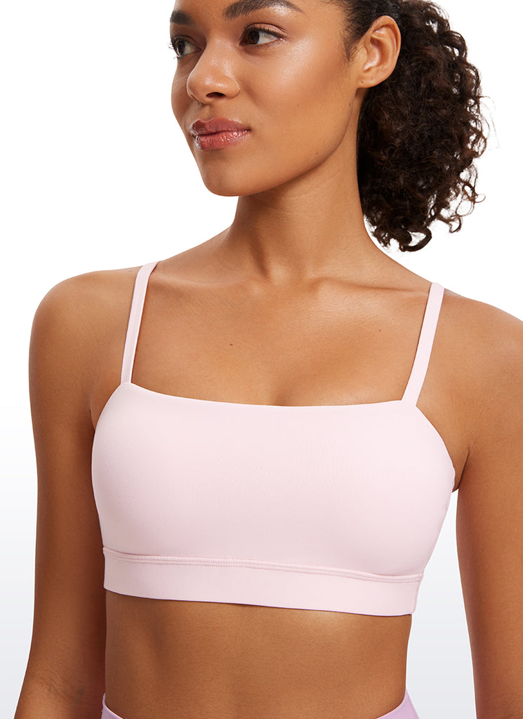 CRZ YOGA Womens Butterluxe  Adjustable Spaghetti Thin Strap Sports Bra Mojave Tan