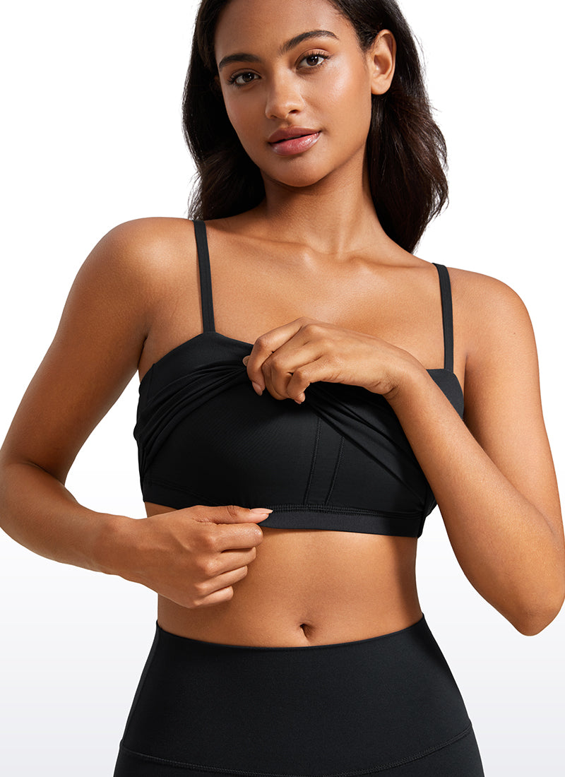 CRZ YOGA Womens Butterluxe Longline Adjustable Thin Strap Sports Bra Black