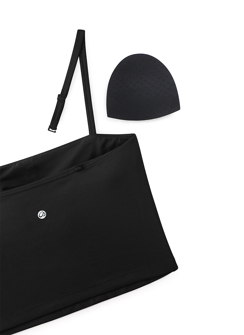 CRZ YOGA Womens Butterluxe Longline Adjustable Thin Strap Sports Bra Black