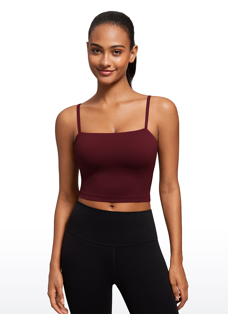 CRZ YOGA Womens Butterluxe Longline Adjustable Thin Strap Sports Bra Pitch Blue