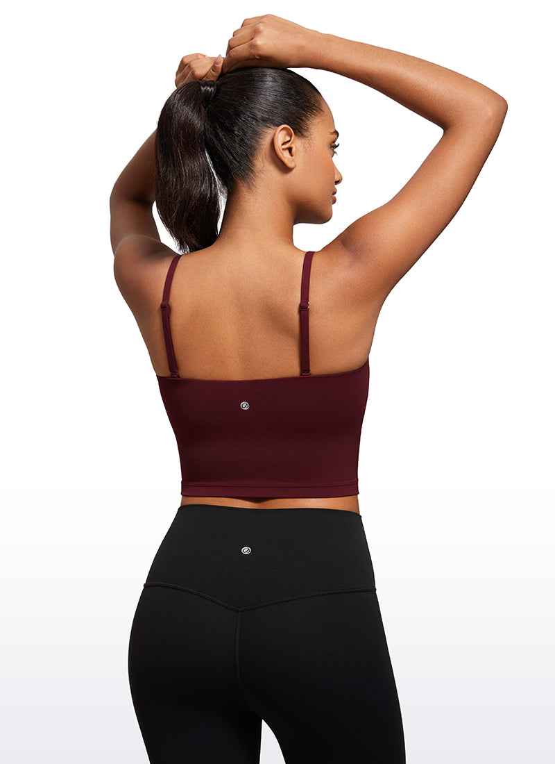 CRZ YOGA Womens Butterluxe Longline Adjustable Thin Strap Sports Bra Pitch Blue