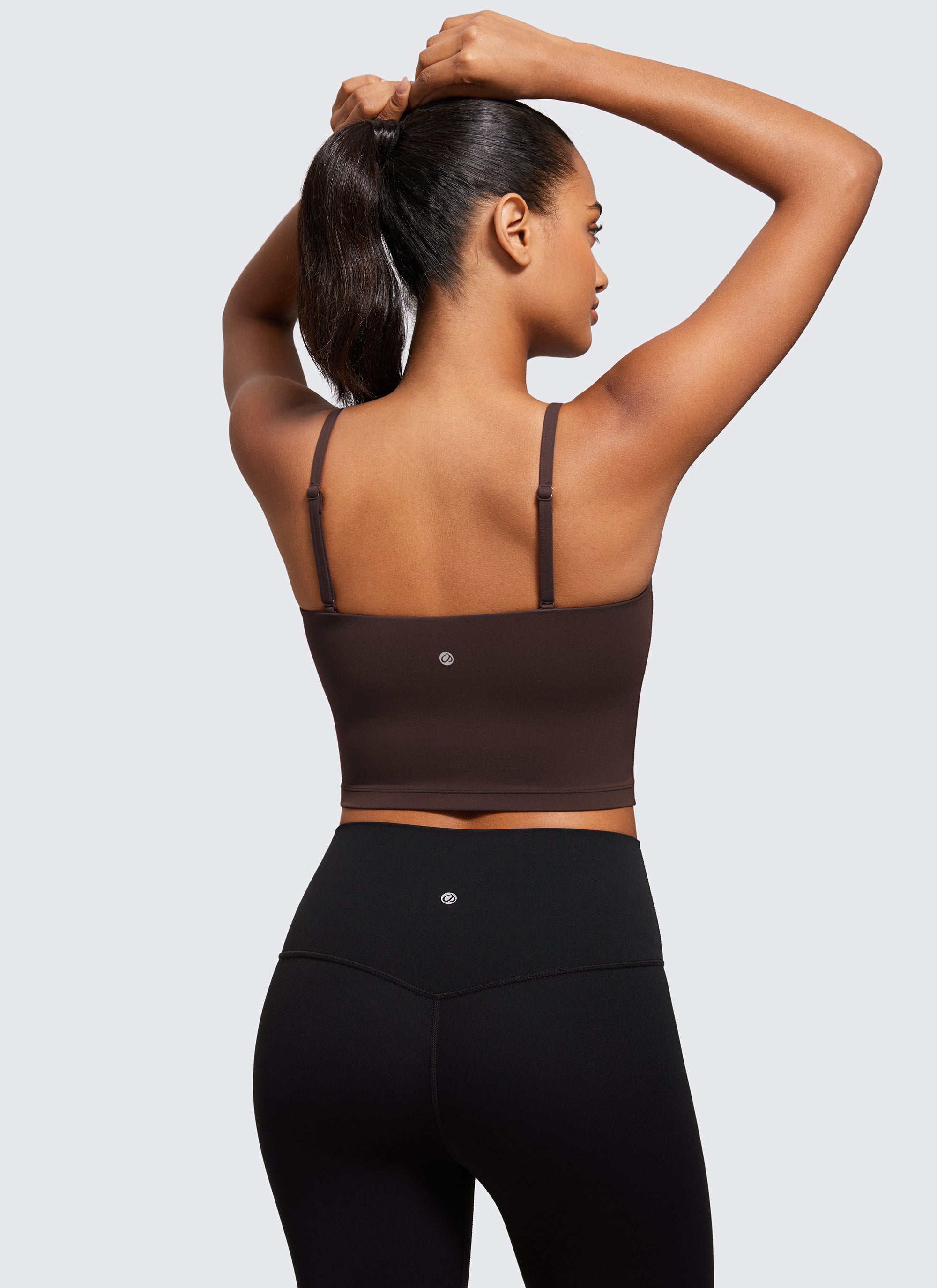 CRZ YOGA Womens Butterluxe Longline Adjustable Thin Strap Sports Bra Strawberry Pink