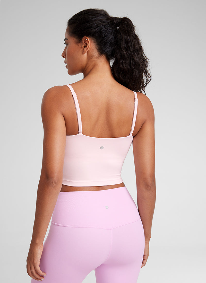 CRZ YOGA Womens Butterluxe Longline Adjustable Thin Strap Sports Bra Strawberry Pink