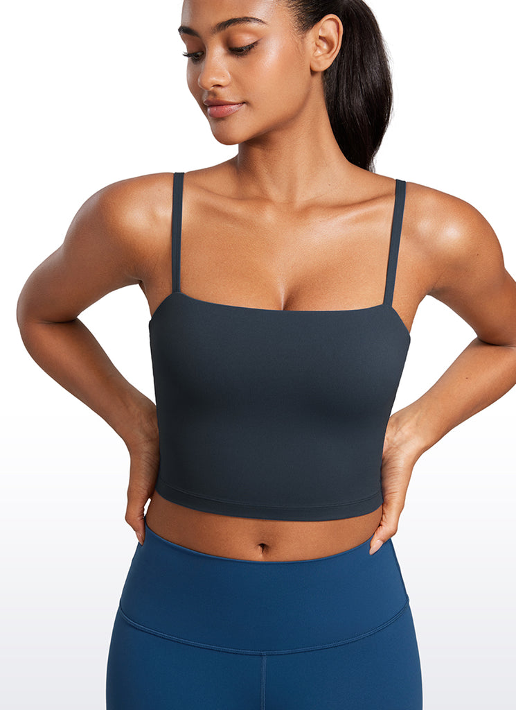 CRZ YOGA Womens Butterluxe Longline Adjustable Thin Strap Sports Bra True Navy