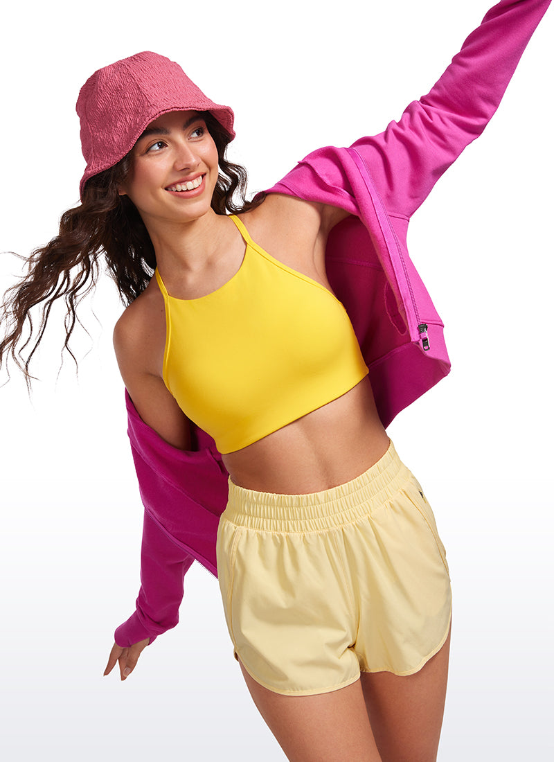 CRZ YOGA Butterluxe Womens High Neck Y Racerback Sports Bra Thin Strap White