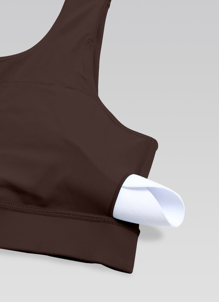 CRZ YOGA Butterluxe Womens One Shoulder Sports Bra Asymmetrical Padded Hot Fudge Brown