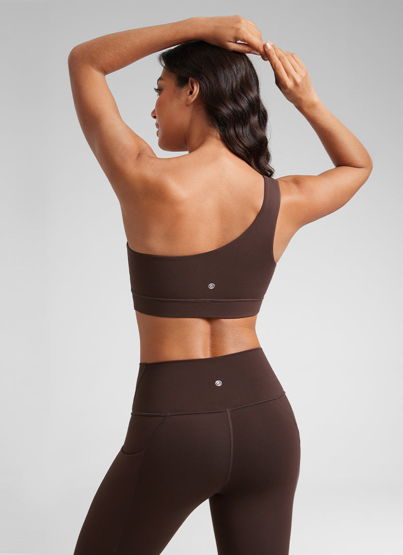 CRZ YOGA Butterluxe Womens One Shoulder Sports Bra Asymmetrical