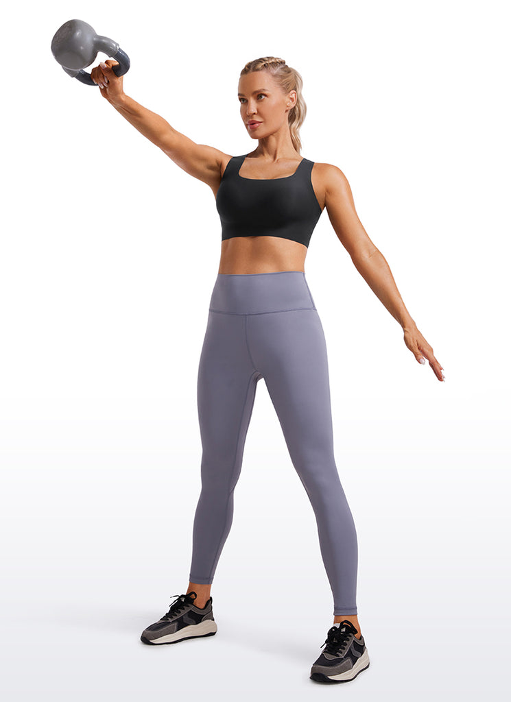 CRZ YOGA Womens U Neck High Impact Training Sports Bra Racerback Black