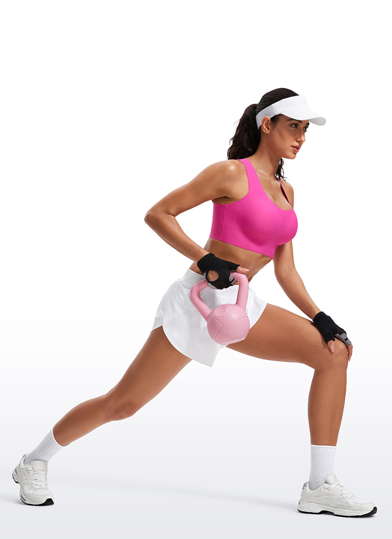 CRZ YOGA Womens U Neck High Impact Training Sports Bra Racerback Hibiscus Purple