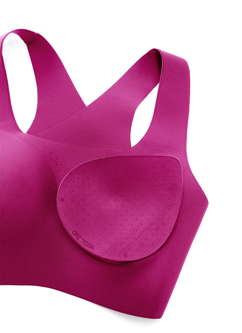 CRZ YOGA Womens U Neck High Impact Training Sports Bra Racerback Magenta Purple