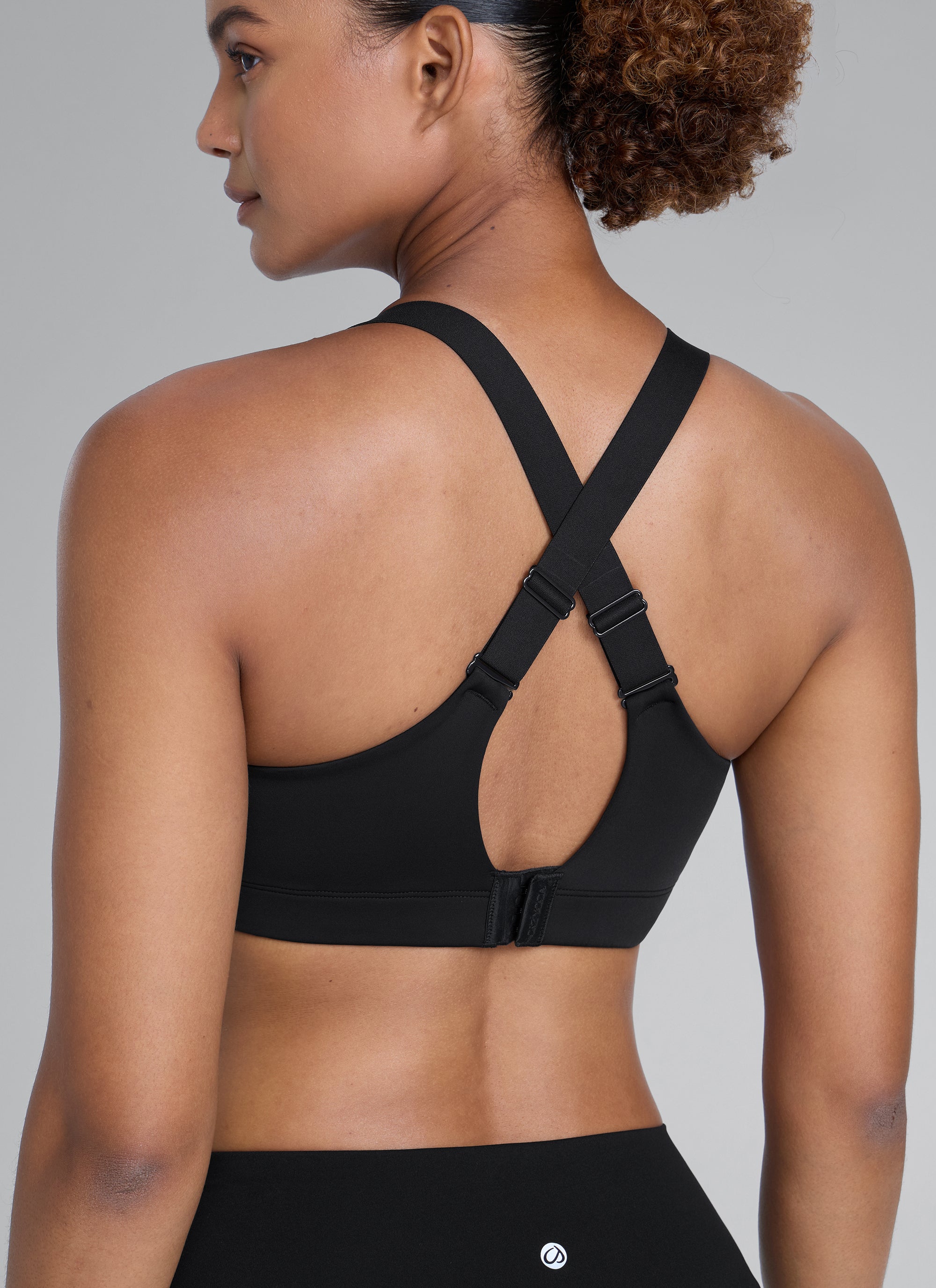 CRZ YOGA Womens Zip Front High Impact Sport Bra with Adjustable