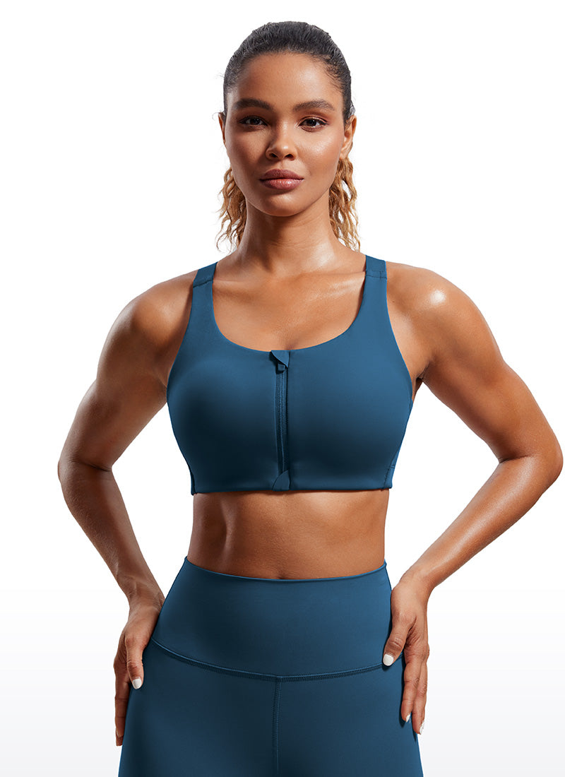 CRZ Yoga Zip Front High Impact Sports Bra