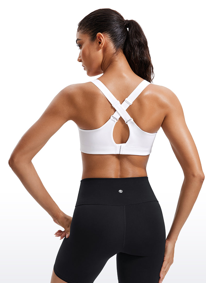 CRZ YOGA Womens Zip Front High Impact Sport Bra with