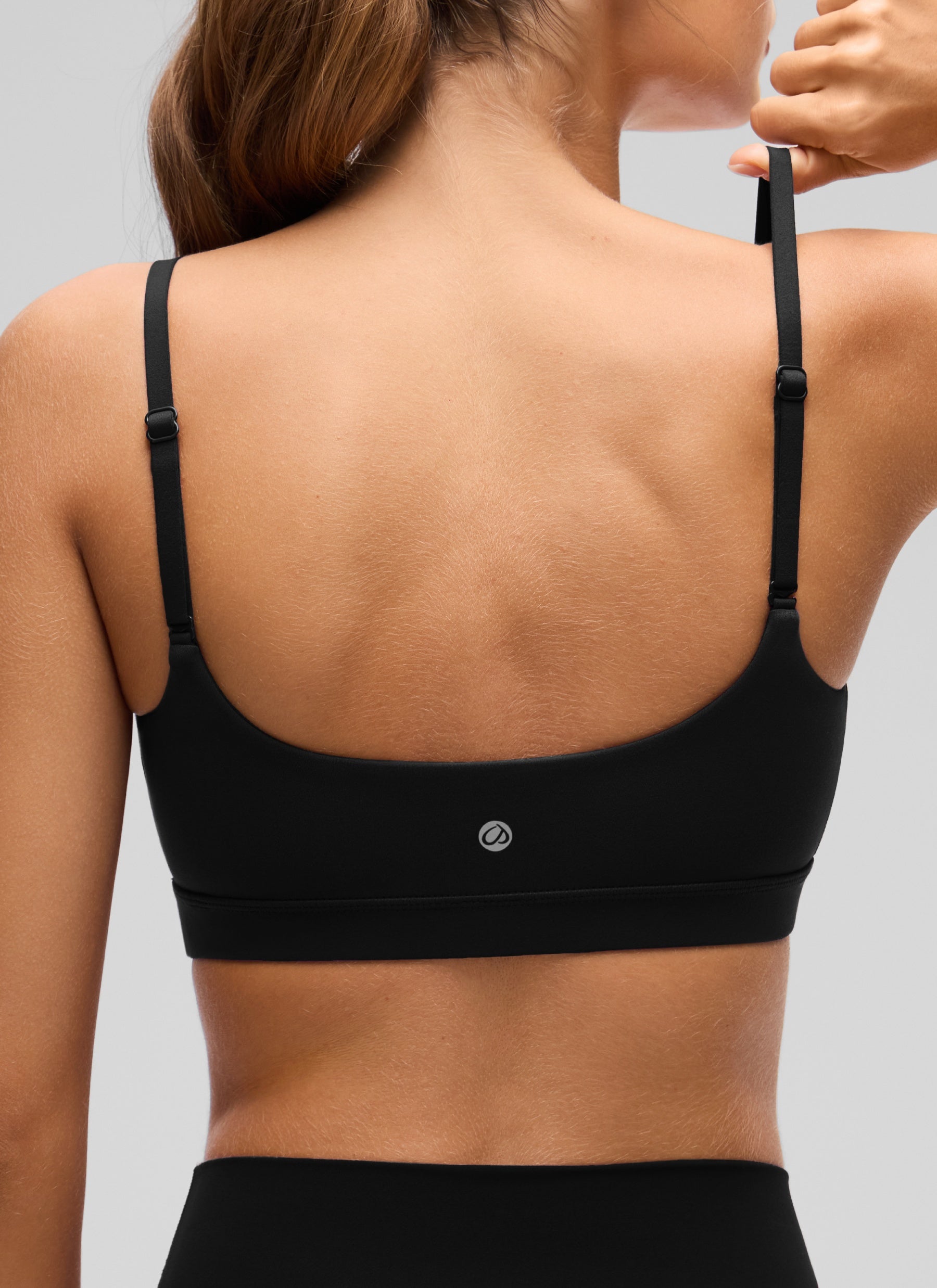 CRZ YOGA Womens Butterluxe Adjustable Spaghetti Strap Scoop Neck Bra Black