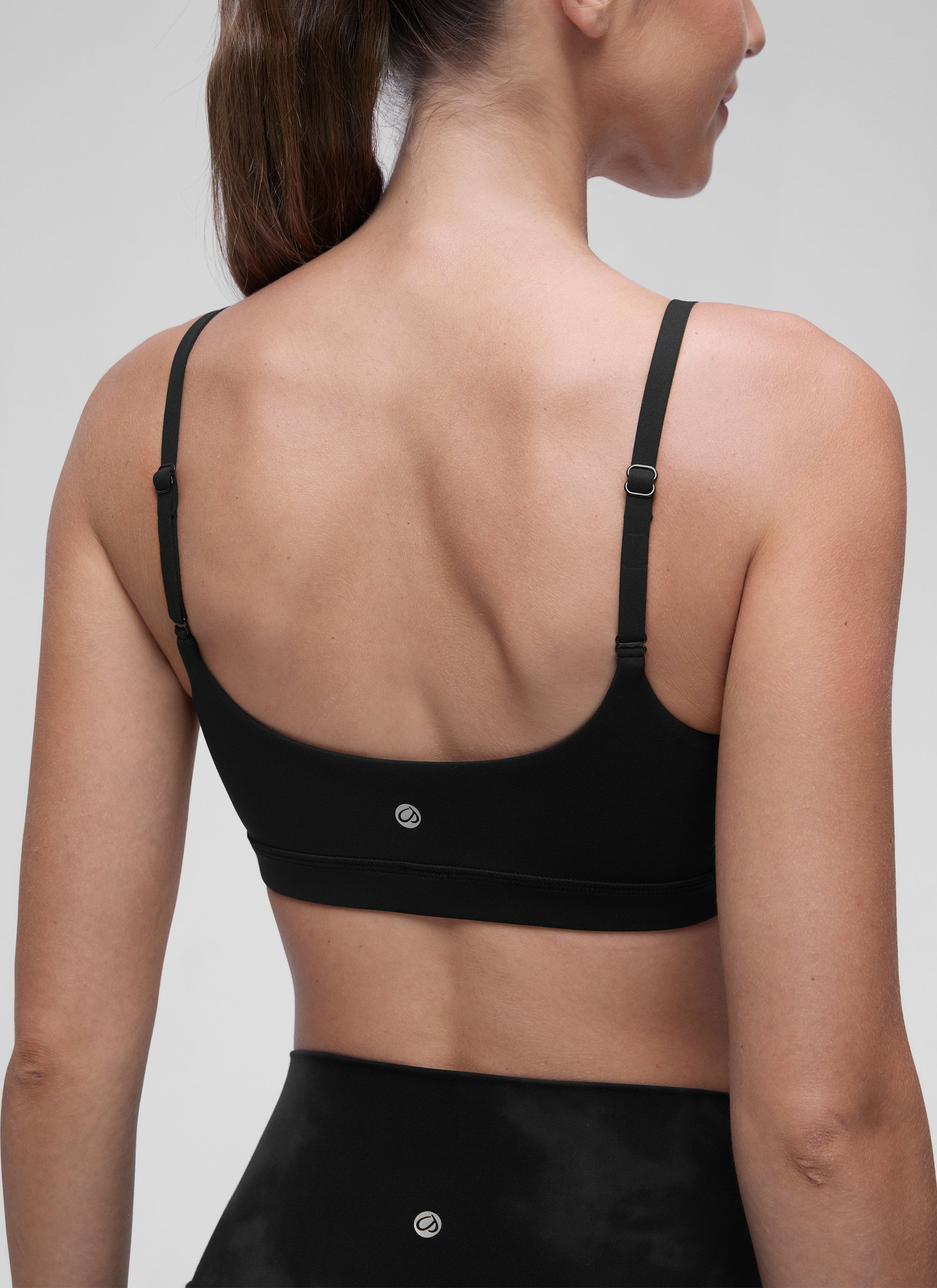 CRZ YOGA Womens Butterluxe Adjustable Spaghetti Strap Scoop Neck Bra Black