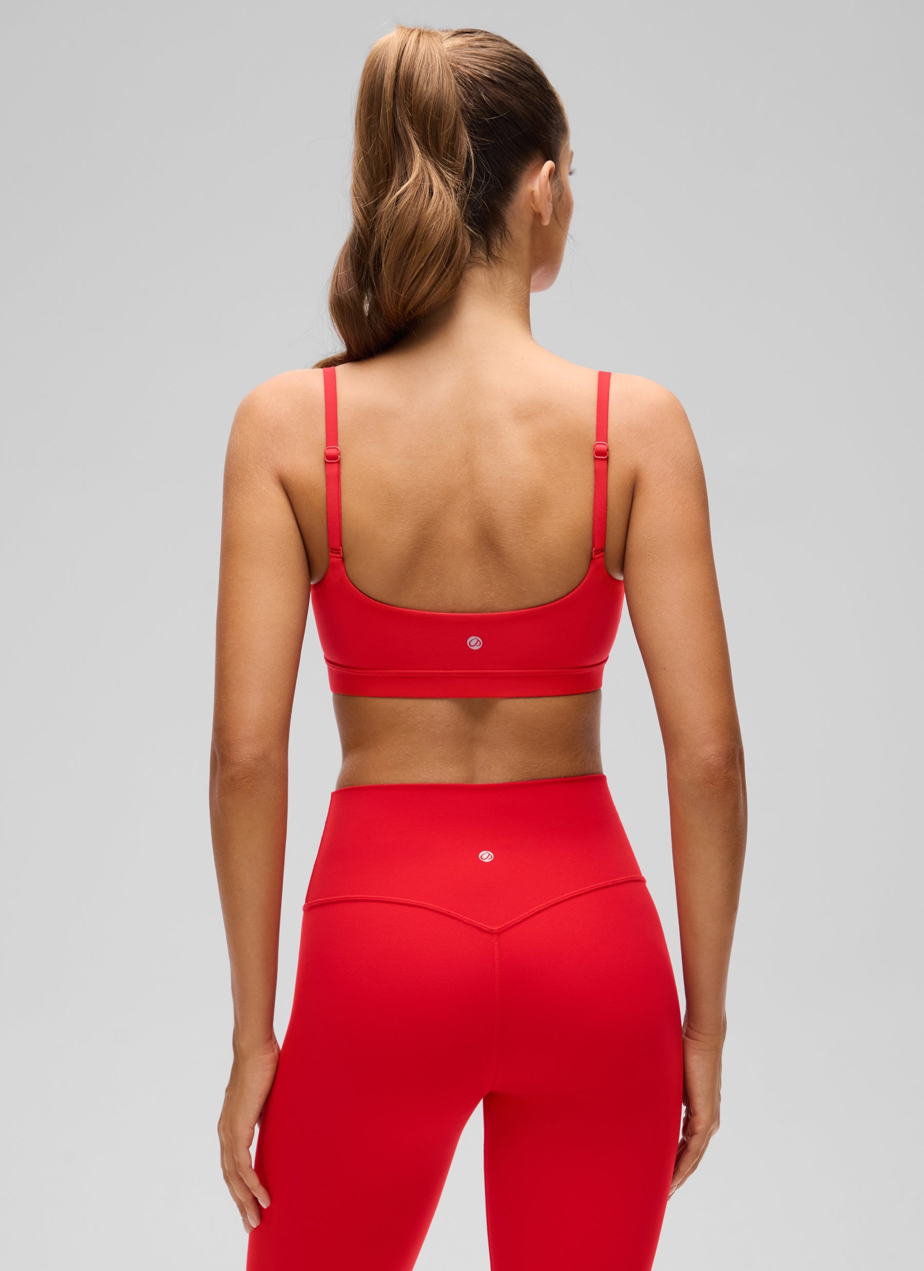 CRZ YOGA Womens Butterluxe Adjustable Spaghetti Strap Scoop Neck Bra Deep Red